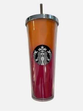 Starbucks 24oz 2014 Geo Orange Pink Ombre Tumbler